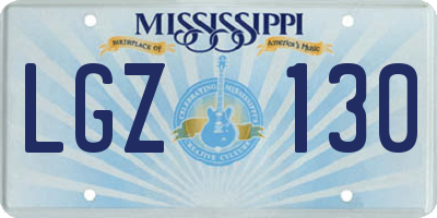 MS license plate LGZ130