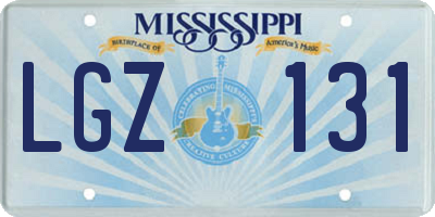 MS license plate LGZ131