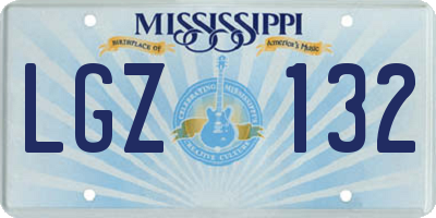 MS license plate LGZ132
