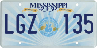 MS license plate LGZ135