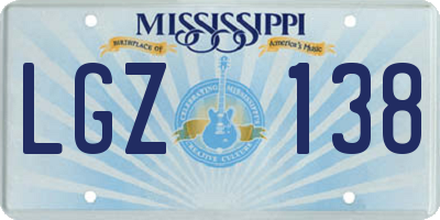 MS license plate LGZ138