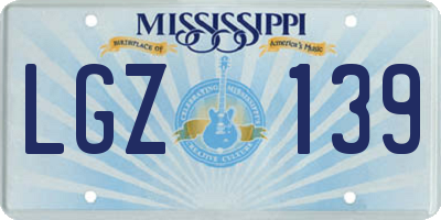 MS license plate LGZ139