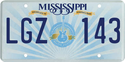 MS license plate LGZ143