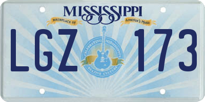 MS license plate LGZ173