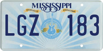 MS license plate LGZ183