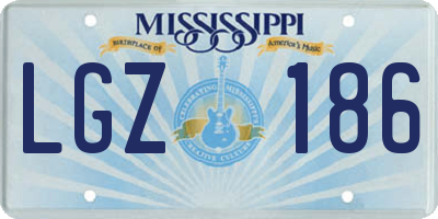 MS license plate LGZ186