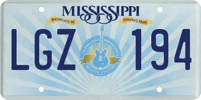 MS license plate LGZ194