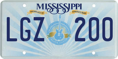 MS license plate LGZ200