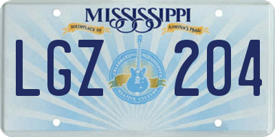 MS license plate LGZ204