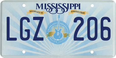 MS license plate LGZ206