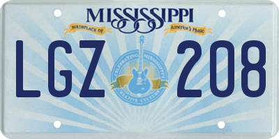 MS license plate LGZ208