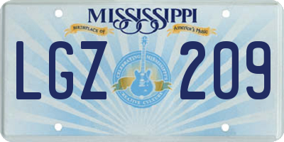 MS license plate LGZ209