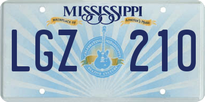 MS license plate LGZ210