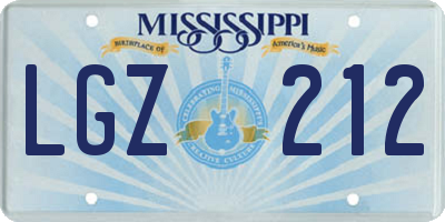 MS license plate LGZ212