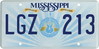 MS license plate LGZ213