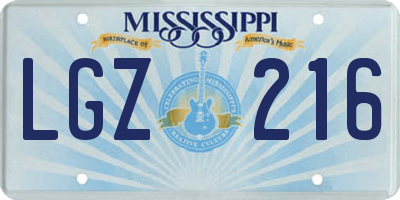 MS license plate LGZ216