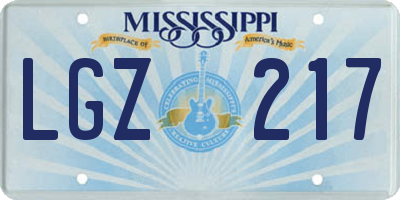 MS license plate LGZ217