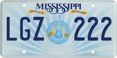 MS license plate LGZ222