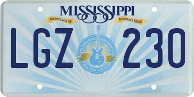 MS license plate LGZ230