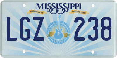 MS license plate LGZ238