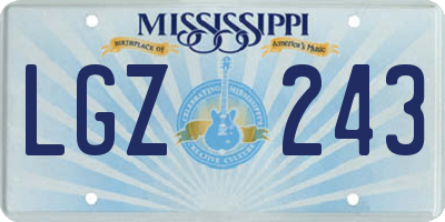 MS license plate LGZ243