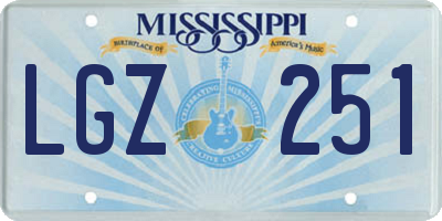 MS license plate LGZ251