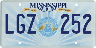 MS license plate LGZ252