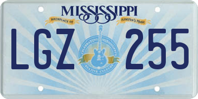 MS license plate LGZ255