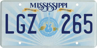 MS license plate LGZ265