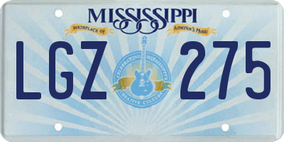 MS license plate LGZ275