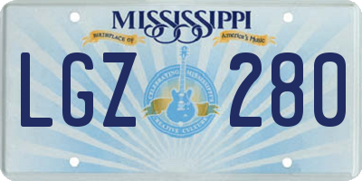 MS license plate LGZ280