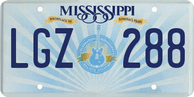 MS license plate LGZ288