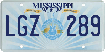 MS license plate LGZ289