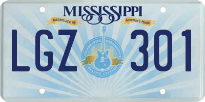 MS license plate LGZ301