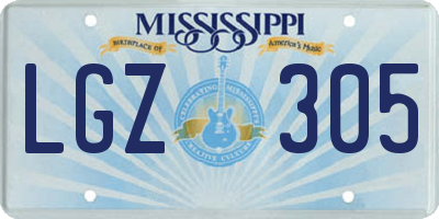 MS license plate LGZ305