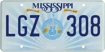 MS license plate LGZ308