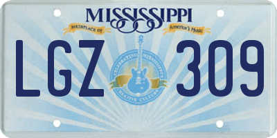 MS license plate LGZ309