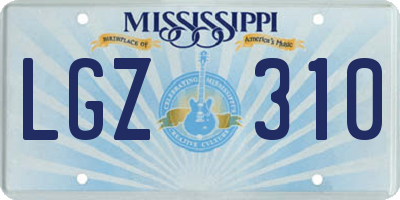 MS license plate LGZ310