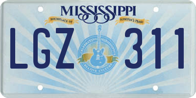 MS license plate LGZ311