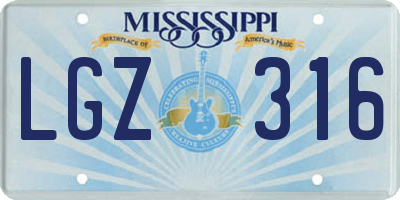 MS license plate LGZ316