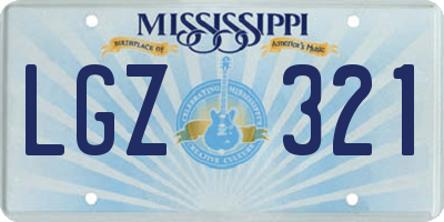 MS license plate LGZ321