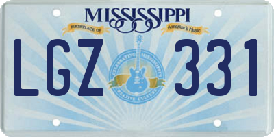 MS license plate LGZ331