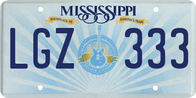 MS license plate LGZ333