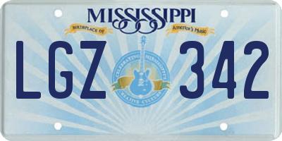 MS license plate LGZ342