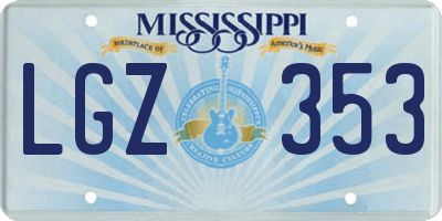 MS license plate LGZ353