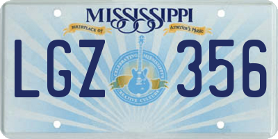MS license plate LGZ356