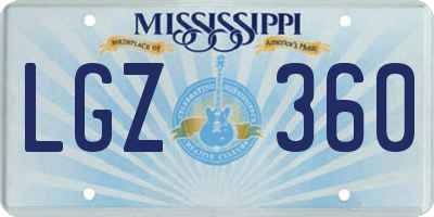 MS license plate LGZ360