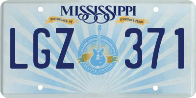 MS license plate LGZ371