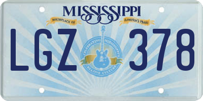 MS license plate LGZ378