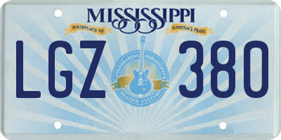 MS license plate LGZ380